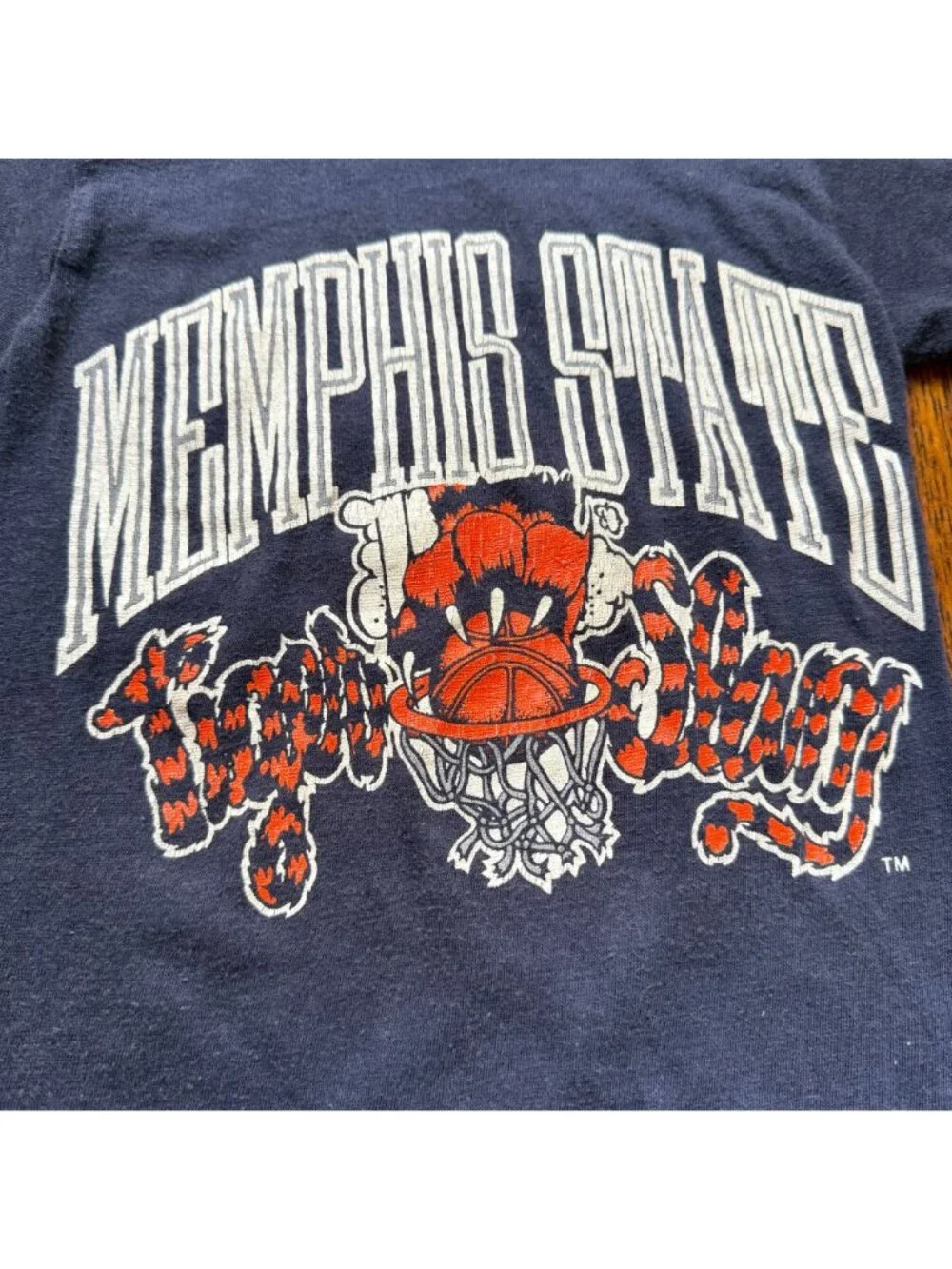 Vintage 1980s Kids Memphis State University Tigers Basketball T-Shirt, Signal 6